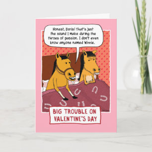 Grappig paard in bed Valentijnsdag Feestdagen Kaart