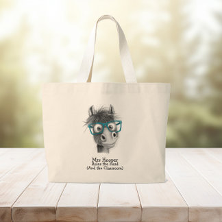 Grappig Paard Leraren Gift Grote Tote Bag