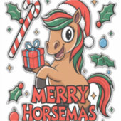 Grappig Paard Merry Horsemas Sticker (Voorkant)
