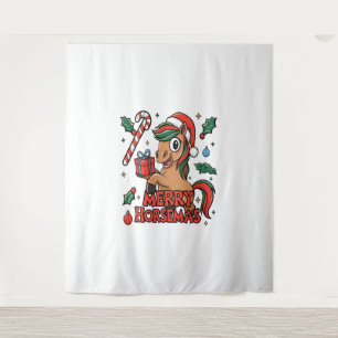Grappig Paard Merry Horsemas Wandkleed