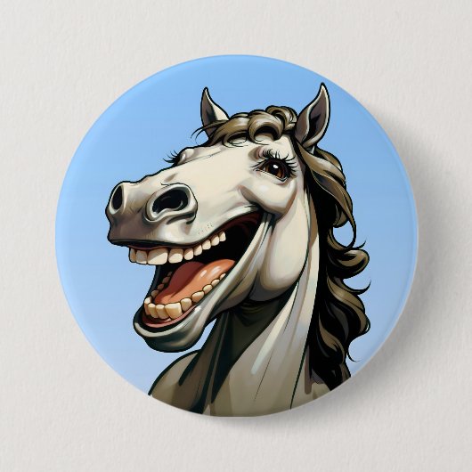 grappig paard ronde button 7,6 cm (Voorkant)