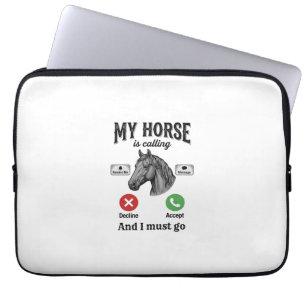 Grappig Paard Ropende Vintage Gravure T-Shirt_1 Laptop Sleeve