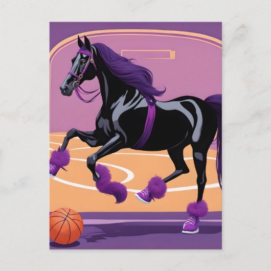 Grappig paard spelen basketbal briefkaart (Voorkant)
