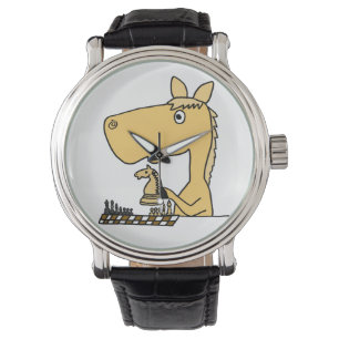 Grappig paard spelen schaak horloge
