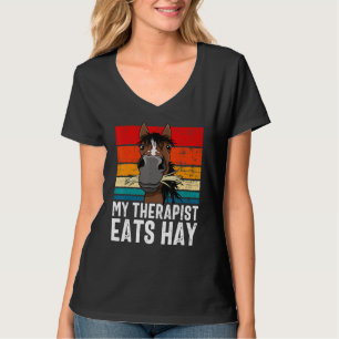 Grappig Paard T-shirt, Mijn Therapeut Eet Hooitee, T-shirt