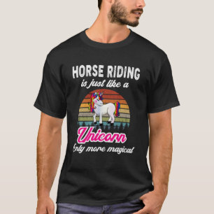 Grappig Paardrijden Design Retro Eenhoorn T-shirt