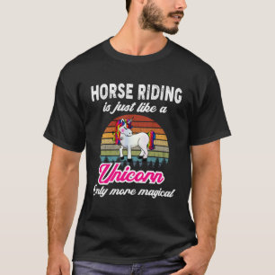 Grappig Paardrijden Design Retro Eenhoorn Vintage T-shirt