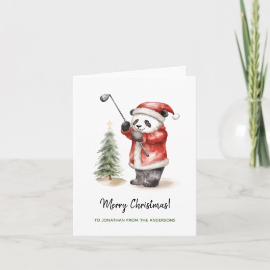 Grappig Panda golf spel Kerstmis Kaart (Voorkant)
