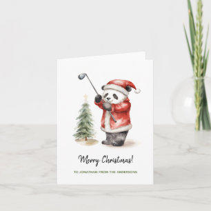 Grappig Panda golf spel Kerstmis Kaart
