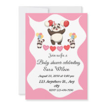 Grappig panda-thema baby shower uitnodiging ontwer