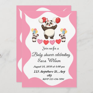 Grappig panda-thema baby shower uitnodiging ontwer