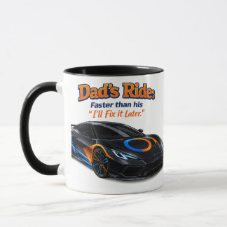 Grappig papa auto shirt – papa's rit sneller dan z mok