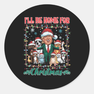Grappig Papa's Home Trump Lelijke Kersttrui XM Ronde Sticker