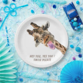 Grappig papier Borden Speelse Giraffe - aangepaste Papieren Bordje (Feest)