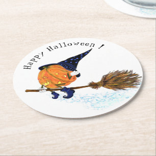 Grappig Papier Onderzetter Halloween Witch Pompoen