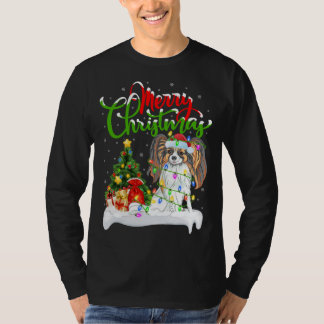 Grappig Papillon Hondenliefhebber Xmas Verlichting T-shirt