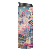 Grappig Parijs Dreamscape met vlinders Thermosbeker (Geroteerd rechts)