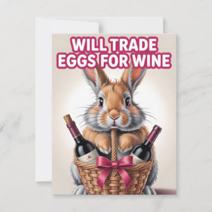 Grappig Pasen Wijn Konijn Ontwerp Feestdagenkaart