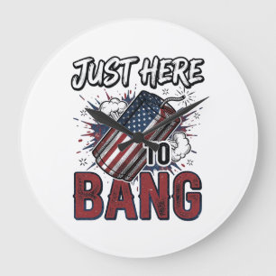 Grappig Patriotisch Vuurwerk Vintage 4 juli T-shir Grote Klok