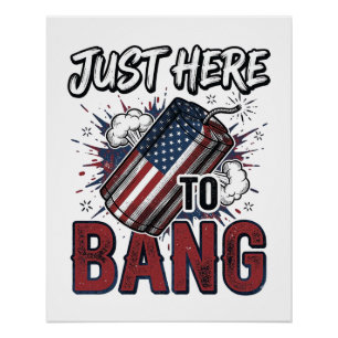 Grappig Patriotisch Vuurwerk Vintage 4 juli T-shir Perfect Poster