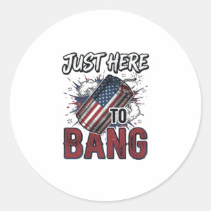 Grappig Patriotisch Vuurwerk Vintage 4 juli T-shir Ronde Sticker