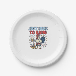 Grappig Patriotische Haan Vuurwerk Bier Shirt Ontw Papieren Bordje