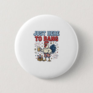 Grappig Patriotische Haan Vuurwerk Bier Shirt Ontw Ronde Button 5,7 Cm