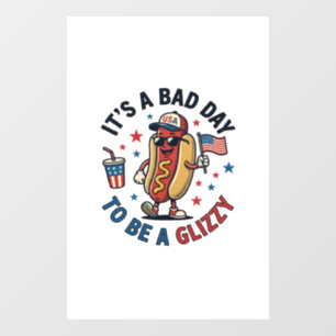 Grappig Patriotische Hotdog Vintage Gravure Shirt Raamsticker