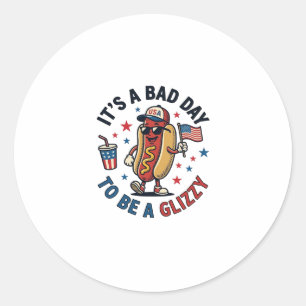 Grappig Patriotische Hotdog Vintage Gravure Shirt  Ronde Sticker