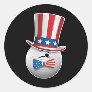 Grappig patriottisch Amerika vlag Golf 4 juli mam Ronde Sticker