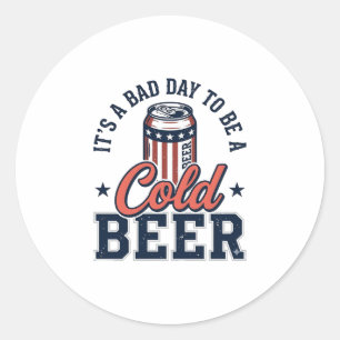 Grappig Patriottisch Koud Bier Vintage Vector T-sh Ronde Sticker