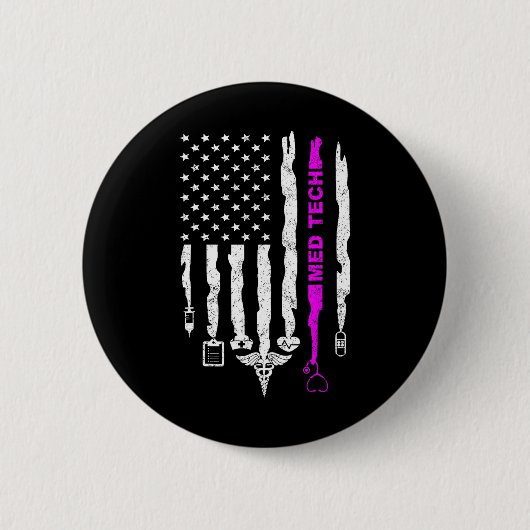 Grappig Patriottisch Med Tech USA Vlag Verpleegkun Ronde Button 5,7 Cm (Voorkant)