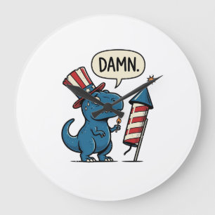 Grappig Patriottisch T-Rex-Vuurwerk Shirt Ontwerp_ Grote Klok