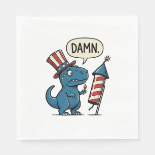 Grappig Patriottisch T-Rex-Vuurwerk Shirt Ontwerp_ Servet