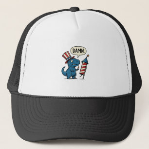 Grappig Patriottisch T-Rex-Vuurwerk Shirt Ontwerp_ Trucker Pet
