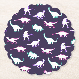 Grappig patroon neon color dino comic dinosaur kartonnen onderzetters