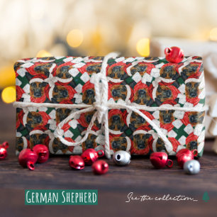 Grappig patroon van Duitse Herdershond met Kerst Cadeaupapier