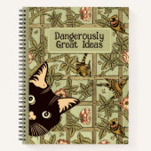 Grappig Peeking Cat William Morris Style Floral Notitieboek (Voorkant)