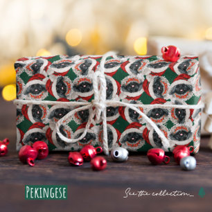 Grappig Pekingees Kerstpatroon Cadeaupapier