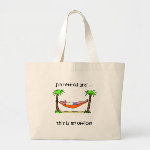 Grappig pensioen humor grote tote bag