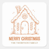 Grappig peperkoekhuis Vrolijk kerstfeest Vierkante Sticker (Voorkant)