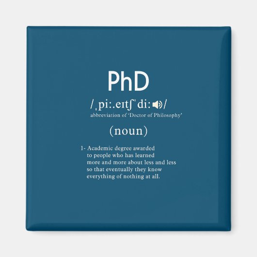 grappig phd-definitievenster magneet (Voorkant)
