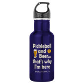 Grappig Pickleball en Bier Daarom ben ik hier Waterfles (Voorkant)