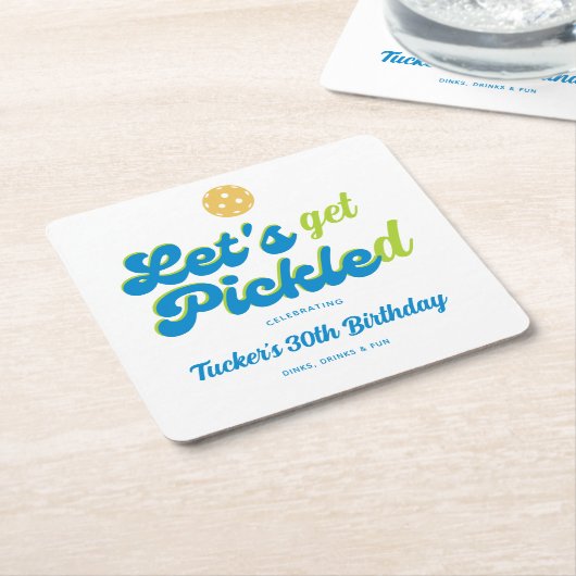 Grappig pickleball, laten we gepickled aangepaste vierkante kartonnen onderzetter (Schuin)