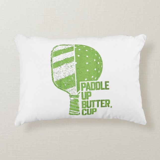 Grappig Pickleball Paddle Op Boter Cup Accent Kussen (Voorkant)