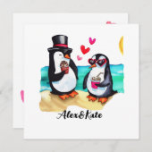 Grappig Pinguïn Paar, Dieren in Liefde (Voorkant / Achterkant)