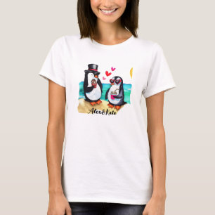 Grappig Pinguïn Paar, Dieren in Liefde T-shirt