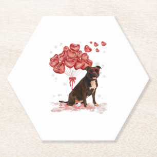 Grappig Pitbull Hart Valentijnsdag Hond Pap Mam Gi Kartonnen Onderzetters