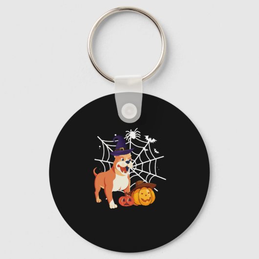 Grappig Pitbull Hond Halloween Kostuum Sleutelhanger (Voorkant)