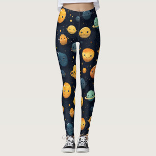 Grappig Planeten Ruimtepatroon Leggings